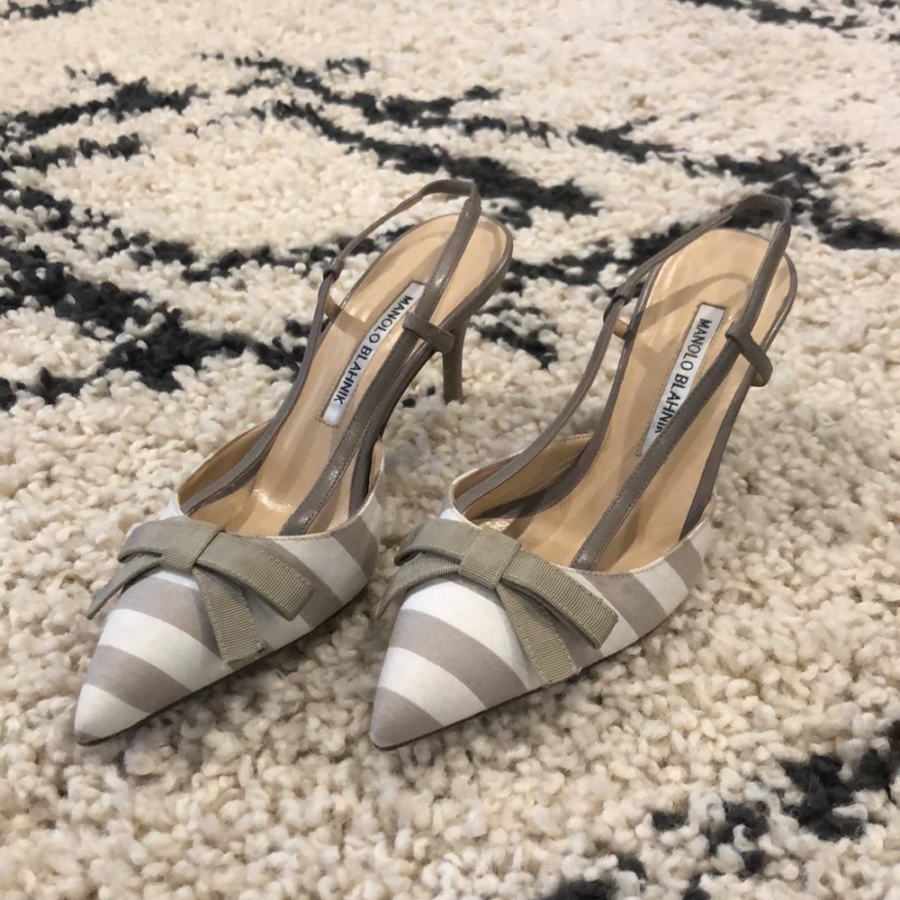 Never Worn Manolo Blahnik Striped Heels